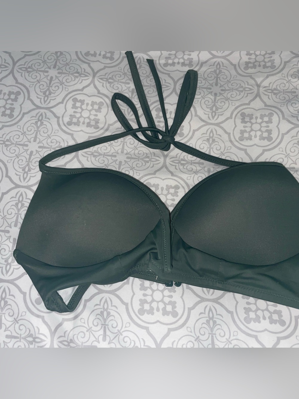 PINK Victoria's Secret olive green Padded Bandeau Bikini Top swim
